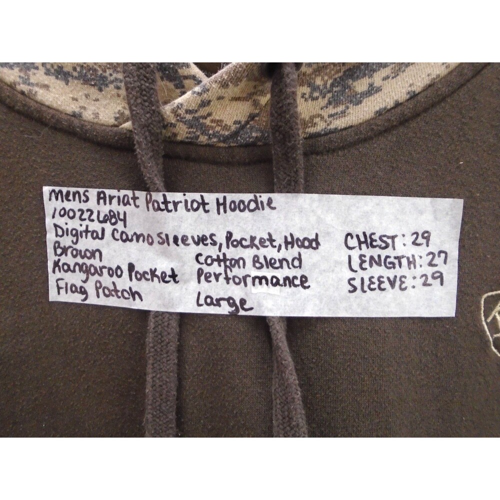 Ariat Patriot Camo Hoodie Men’s Size L Brown Desert Digital Camouflage Hunting - Picture 4 of 9